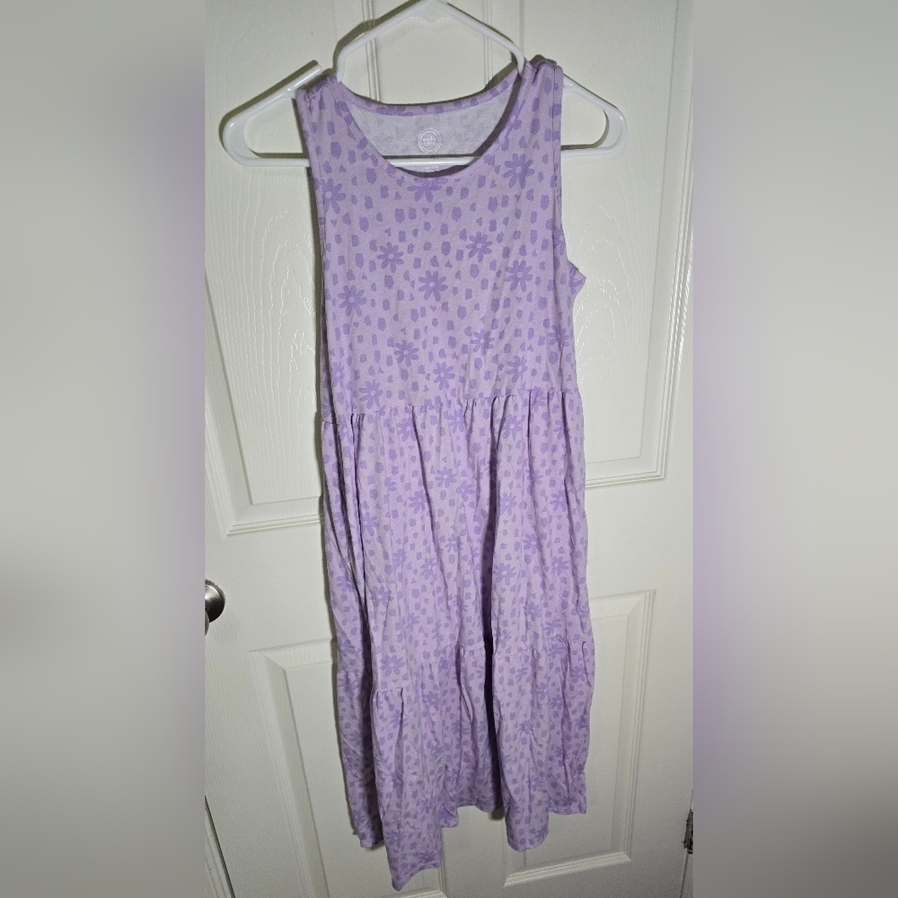 Wonder Nation Girls Long Tank Dress Purple Floral XL